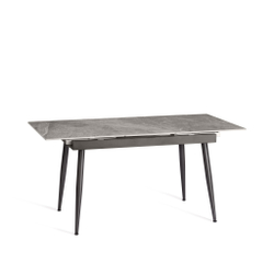 Стол обеденный Balmoral/Балморал столешница керамика (глянцевая) / опоры металл, серый/чёрный, (120+40)x80x75(+1) см