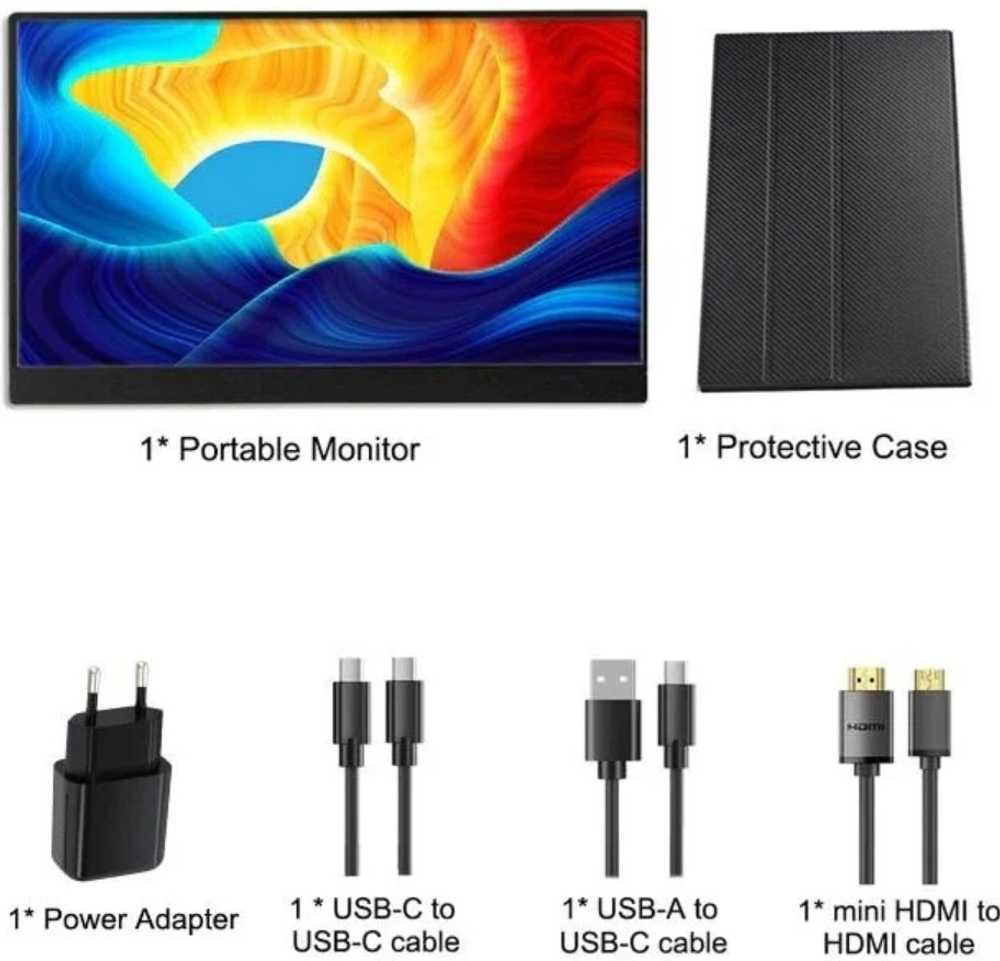 15.6" Портативный сенсорный монитор Camerios 15.6 FHD IPS 1920x1080, 60 Гц
