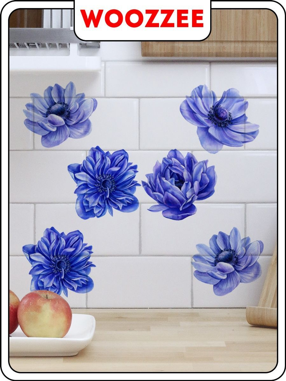 Наклейка декоративная А3 "Синие цветы"