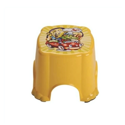 Табурет детский с рисунком "Машинка" с прорезин ножками желтый
