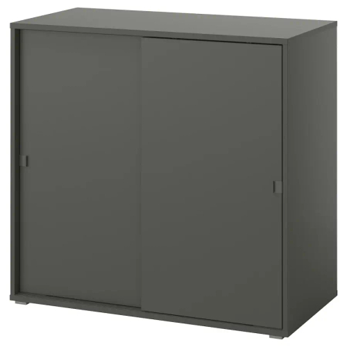 Шкаф с раздвижными дверцами - IKEA VIHALS/ВИХАЛС ИКЕА, 95х47х90 см, темно-серый