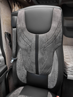 Чехлы Люкс DAF XF 106 (экокожа, черный цвет, серая вставка)