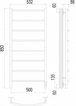 Полотенцесушитель Terminus Классик П8 500х850 Электро (quick touch)