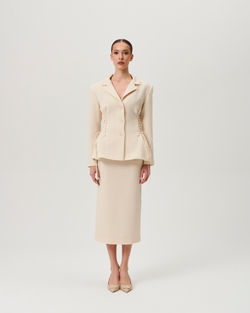 Жакет Croix  (круа) белый завязки на талии