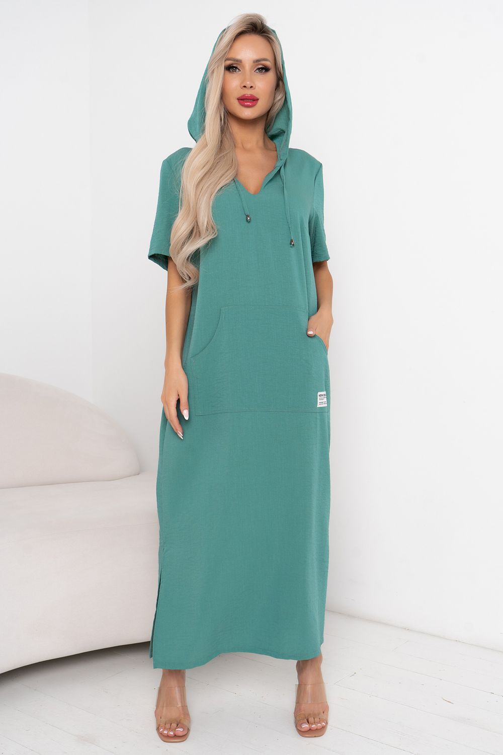 Платье с капюшоном (полынь) Р11-1165/3 Nikol (Акция)