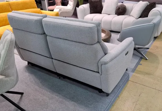 Диван c электро-реклайнером Level, 183 см, серое букле