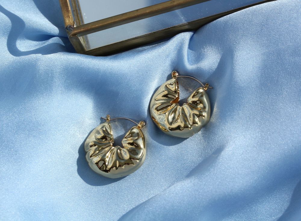 Серьги Мятое золото