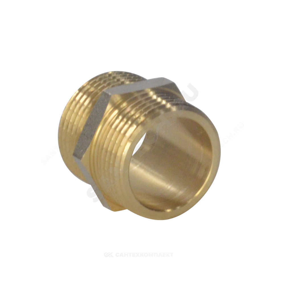 Ниппель латунь никель Ду 40 (1 1/2") НР 9022 ГОСТ 32585-2013 Aquasfera 9022-05