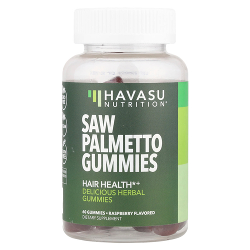Havasu Nutrition, Жевательные мармеладки Saw Palmetto, малина, 60 жевательных таблеток