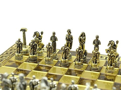 Шахматы сувенирные с металлическими фигурами "Геракл" 205*205 мм. Marinakis