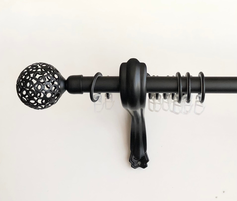 Карниз кованый консольный Шар ажурный d20/16 двухрядный, цвет черный