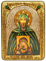 Инкрустированная икона Святой Благоверный великий князь Игорь 29х21см на натуральном дереве в подарочной коробке