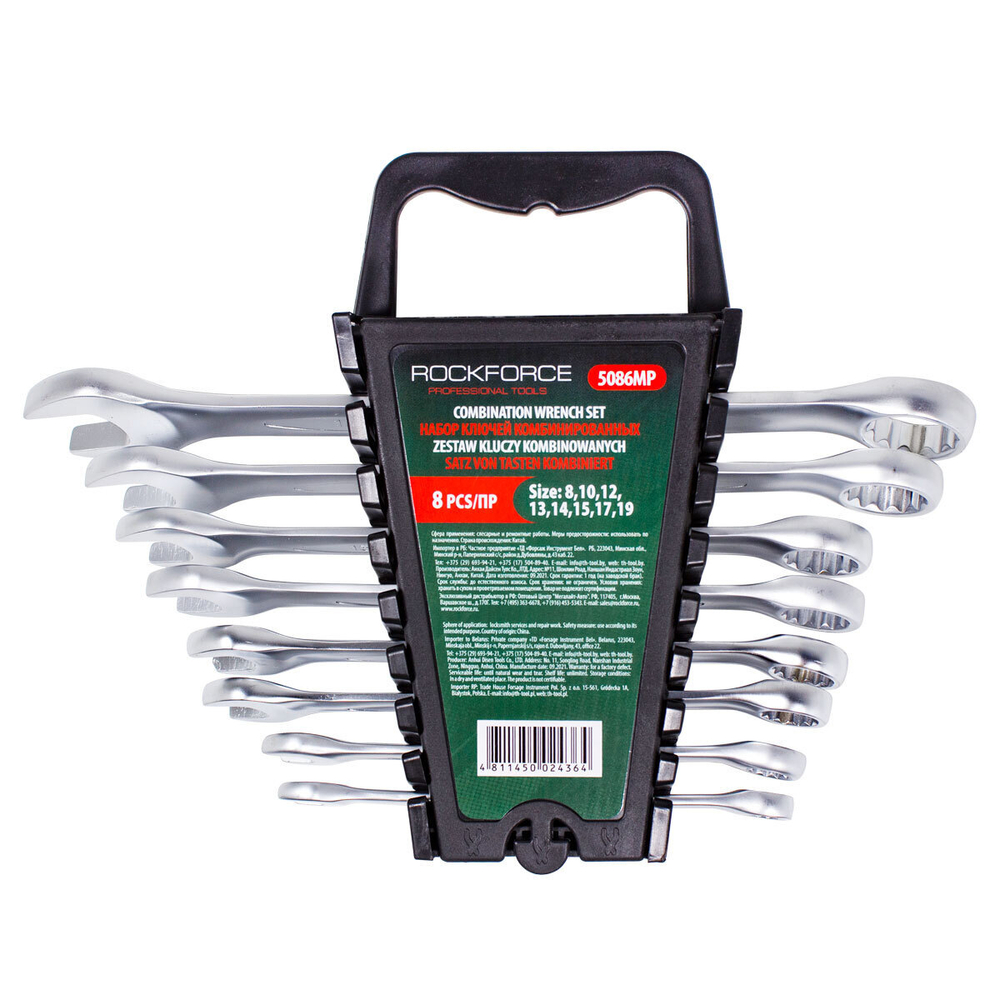 Ключи комбинированные, набор 8пр. (8, 10, 12-15, 17, 19мм) RockForce##Rock FORCE RF-5086MP
