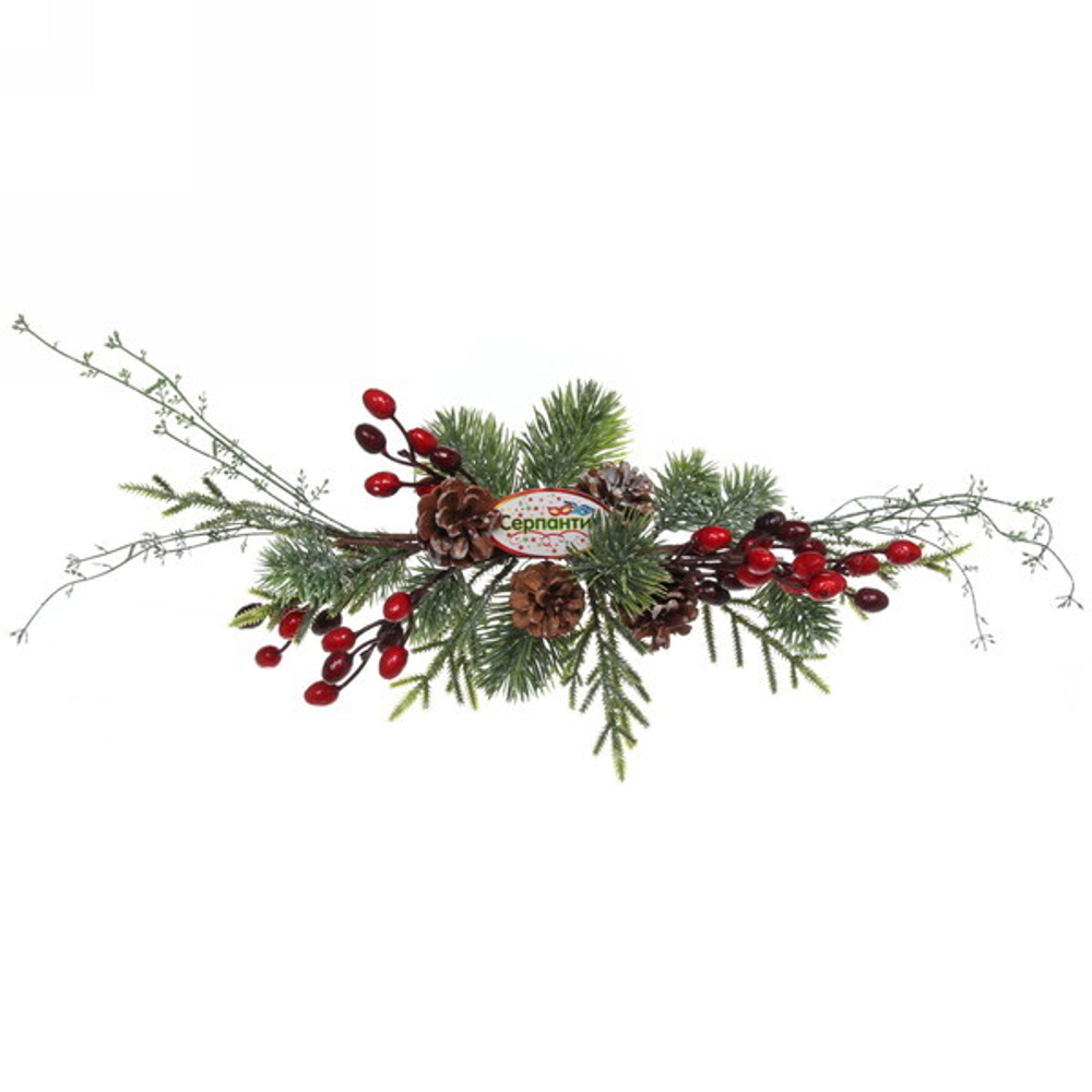 Композиция новогодняя хвойное украшение «Ягодный Вальс» , 70 см