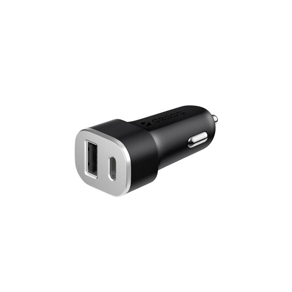 Разделитель автомобильный Deppa Car charger 4.8А D-11288 12/24V (USB + USB Type-C) Черный