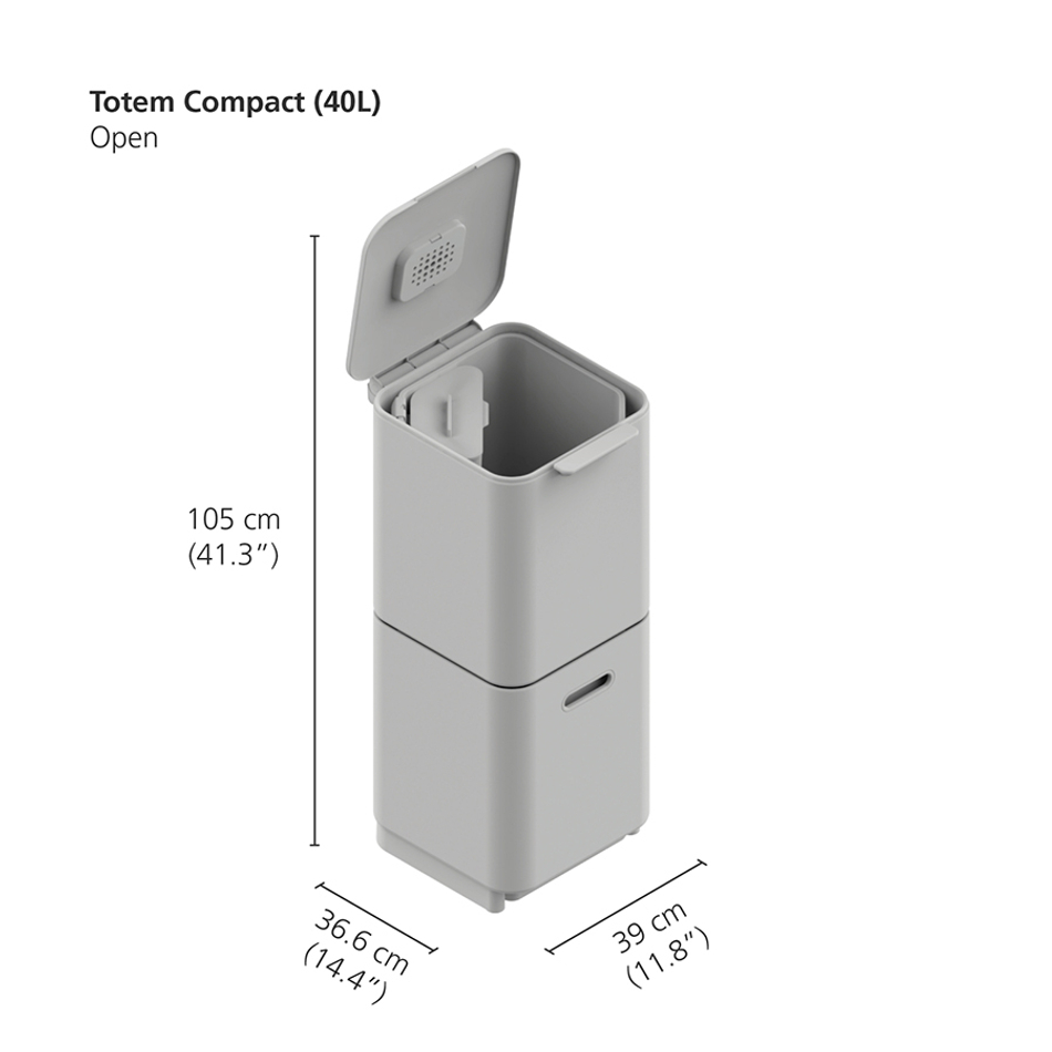 Контейнер для мусора с двумя баками Totem Compact 40 л графит, Joseph Joseph