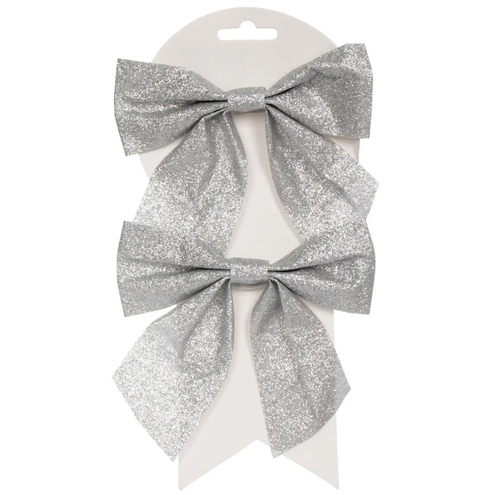 Бант на ёлку «Зимнее очарование» 15*15 см (набор 2 шт), Серебро