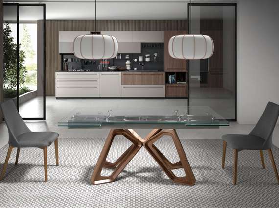 Раздвижной обеденный стол 1122/MC22078DT из закаленного стекла 160/200/240 х 90