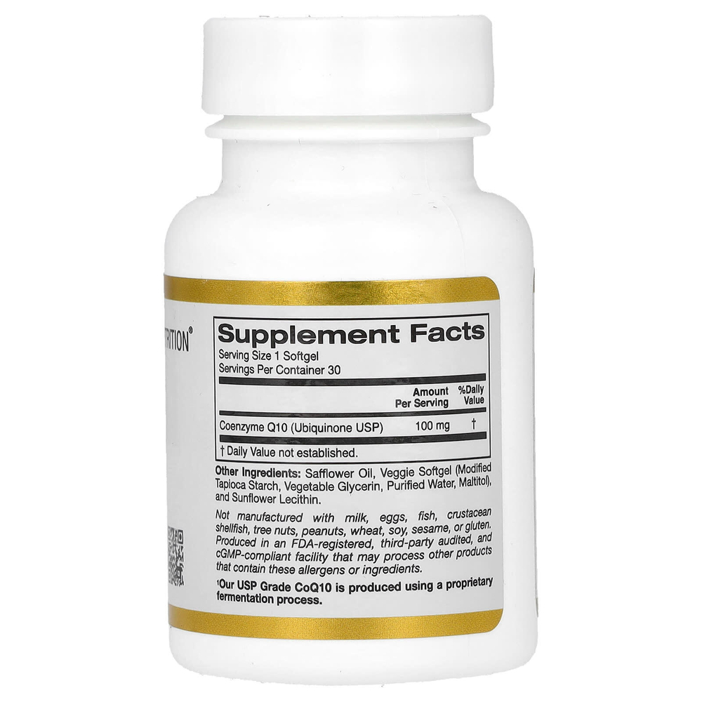 California Gold Nutrition, Коэнзим Q10, 100 мг, 30 растительных капсул