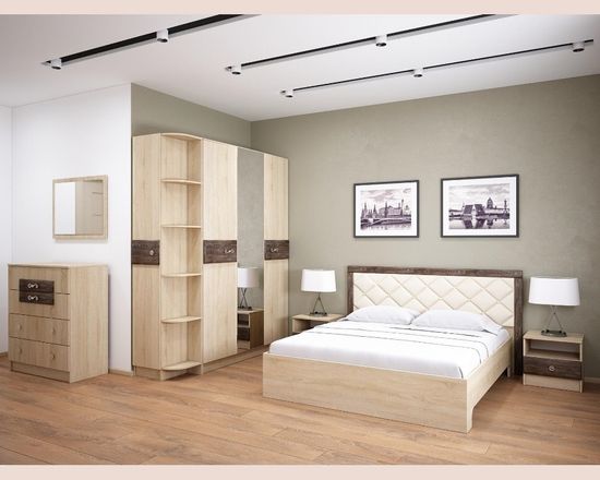 Спальня модульная МАДЛЕН-1 дуб шале мореный