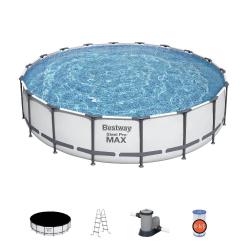 Каркасный бассейн Bestway 549х122 см + фильтр-насос 5678 л/ч, тент, лестница (56462 BW)