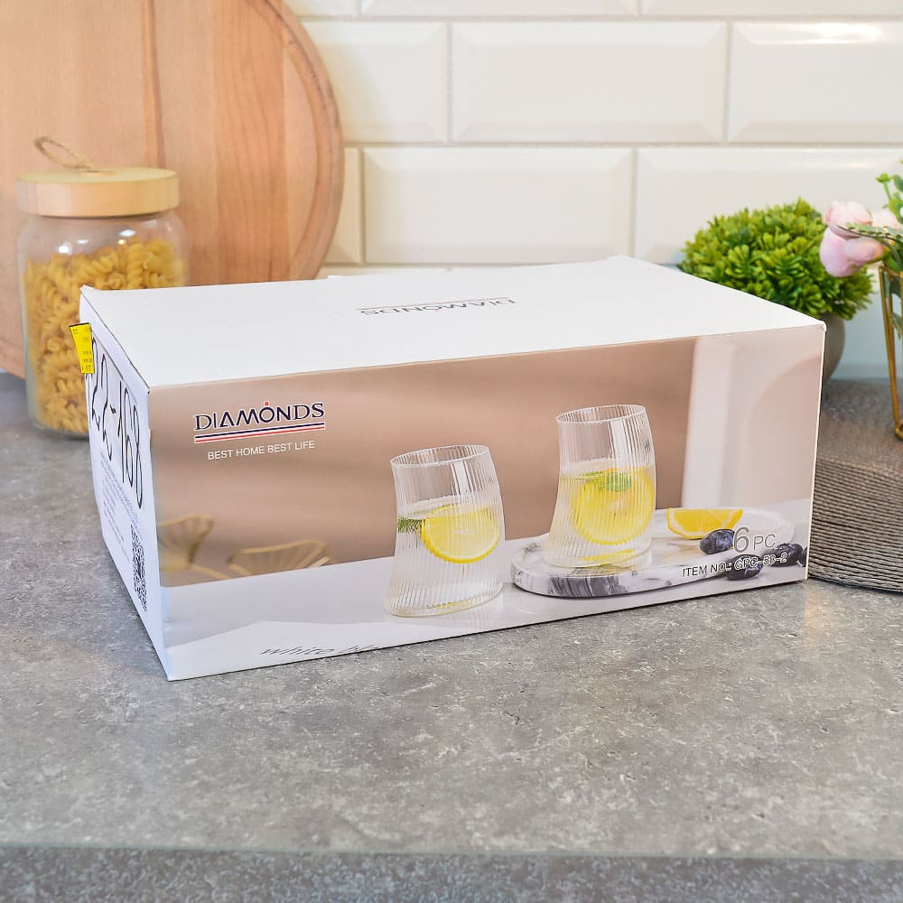 Набор стаканов 6шт 425мл из тонкого стекла, d7см, h10,5см, GPC-58-2