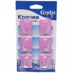 Крючки в наборе 6шт на липком слое «ИДЕЯДОМА», форма прямоугольник, цвет лиловый, нагрузка 1,5кг