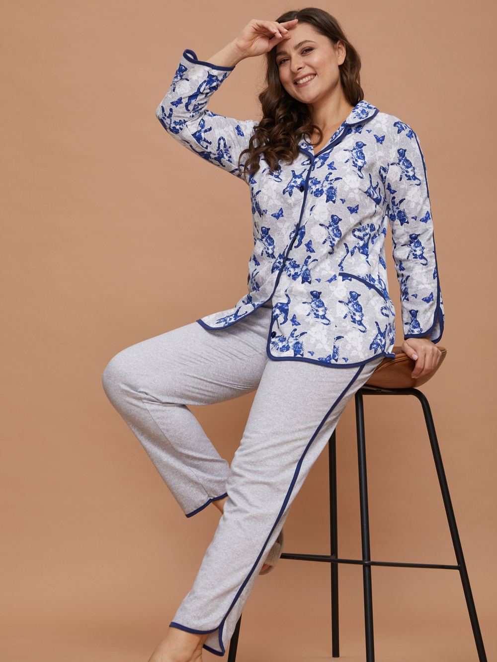 Кофта Кфн-002Х/серый-кошкибабочки