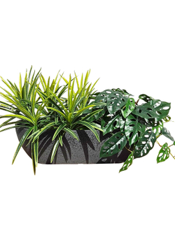 Искусственные зеленые растения 65см в длинном кашпо Лофт