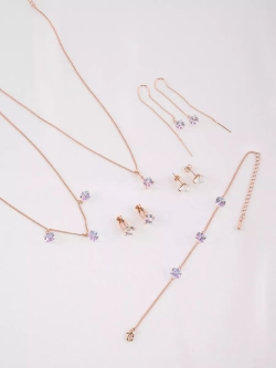 Серьги-протяжки Миражи с сиреневыми кубиками Swarovski