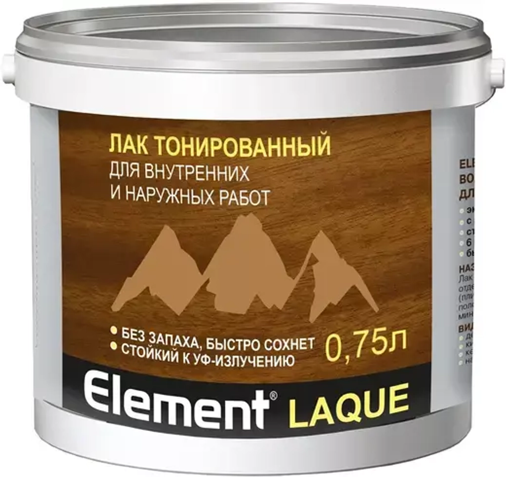 Лак Alpa Element Laque водный тонированный дуб 0,75л