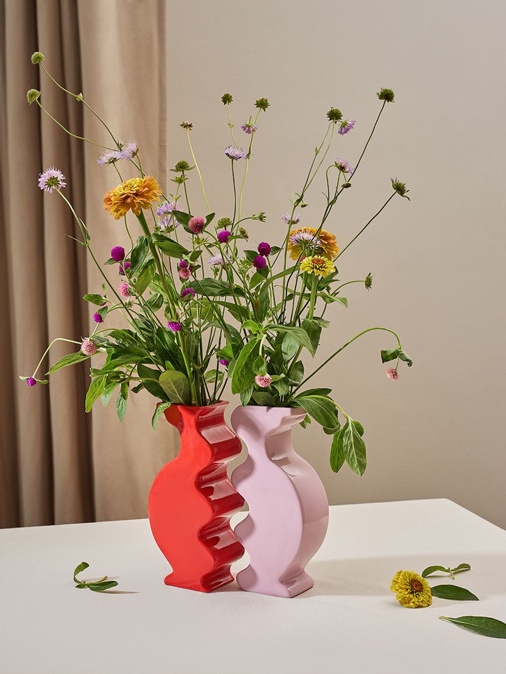 Набор из 2-х ваз Love Puzzle, 25 см, красная/розовая