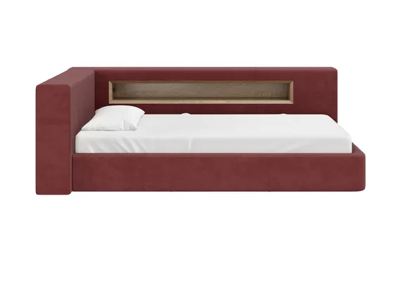 Диван-кровать Cube c нишей L (бордовый FiberGuard)
