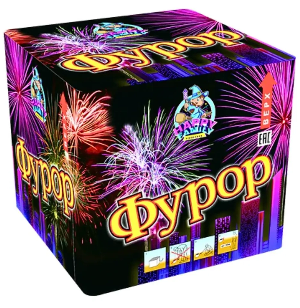 Батарея салютов Фурор (FP-B338) от Фаворит Пиро Групп, 49 залпов, 30 мм