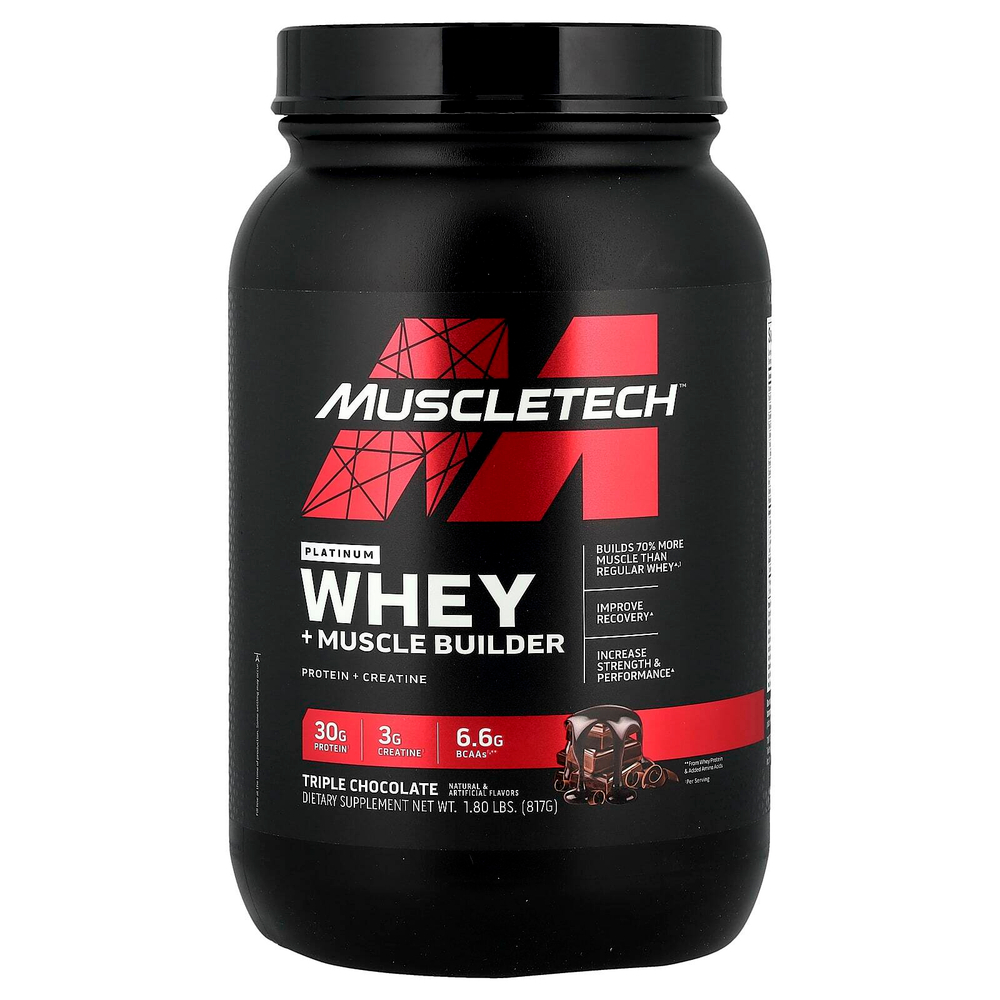 MuscleTech, Platinum Whey + Muscle Builder, тройной шоколад, 817 г (1,8 фунта)