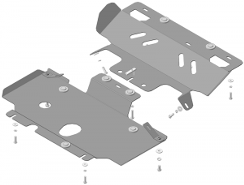 Защита стальная 3 мм Р;Д;ПДф; Toyota Hiace; 4WD; V=2,5TD 2004&gt; MOTODOR.12515