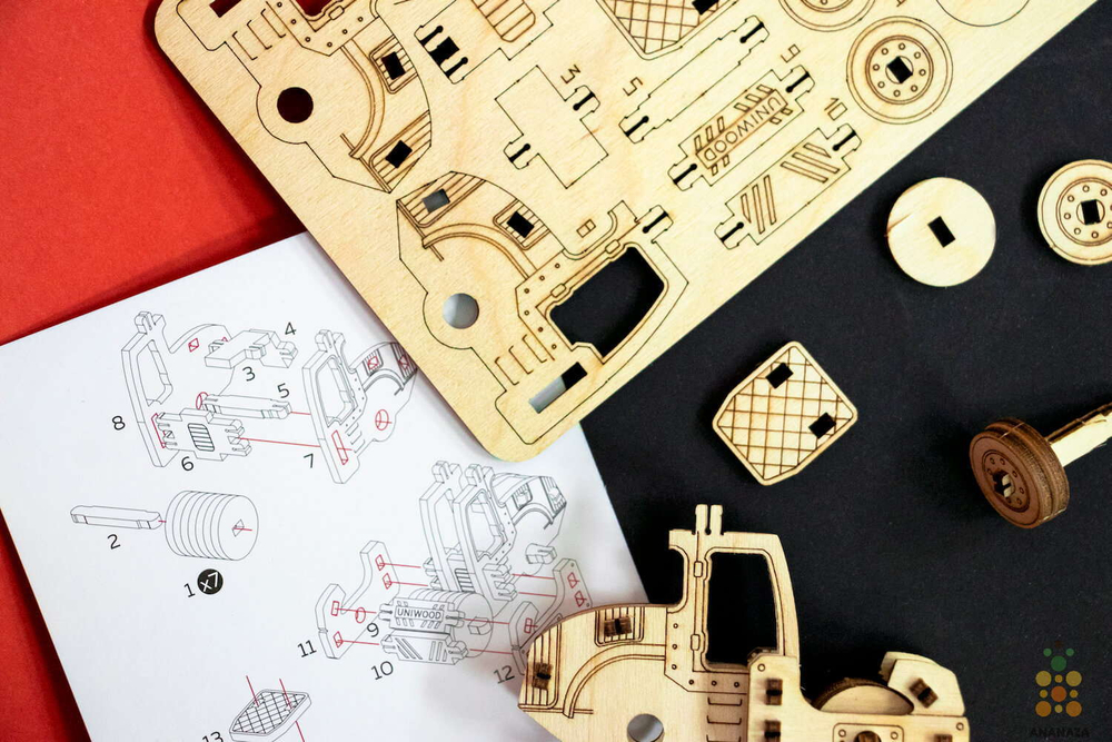 Каток UNIT (UNIWOOD) - Деревянный конструктор, 3D пазл, сборная модель