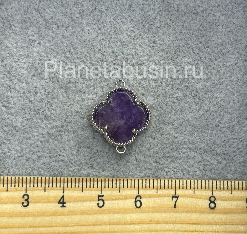 Разделители люкс (Корея) четырехлистник с натуральным камнем 0089