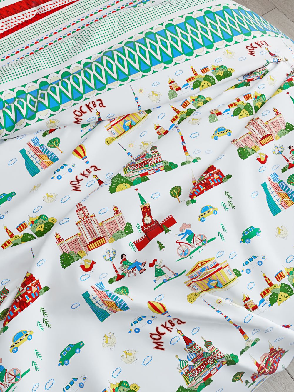 Пододеяльник Сказка "Москва/Москва (компаньон)" 1,5-сп 145х215 см на молнии , поплин