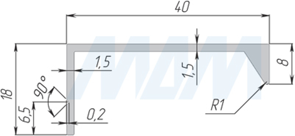 Ручка торцевая крепление саморез белый матовый (краска), L-3000мм