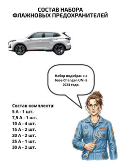 Набор предохранителей для Changan UNI-S и CS55 Plus флажковый