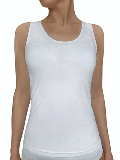 Женская майка на широких бретелях из эко-хлопка (Размер: F) (Цвет: белый)