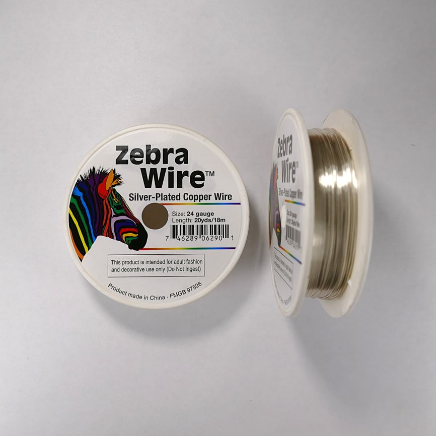 Проволока серебристая с медным сердечником Zebra Wire, 0,51 мм, посеребренная, 18 м