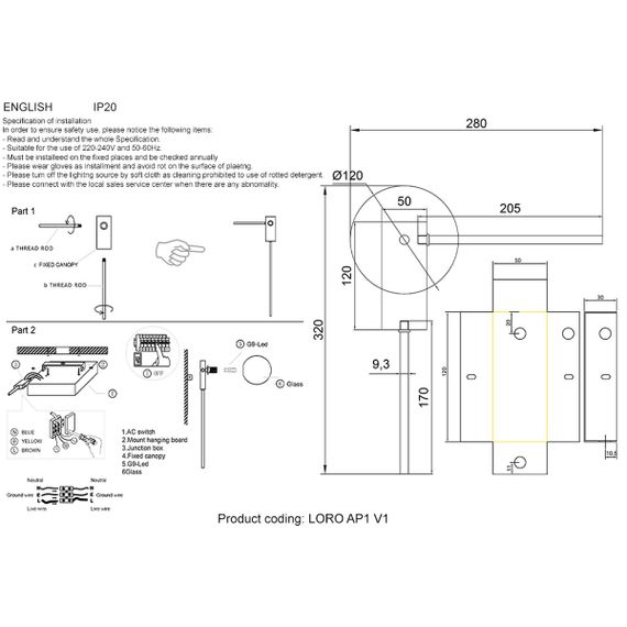 Бра Crystal Lux Loro AP1 V1 Black