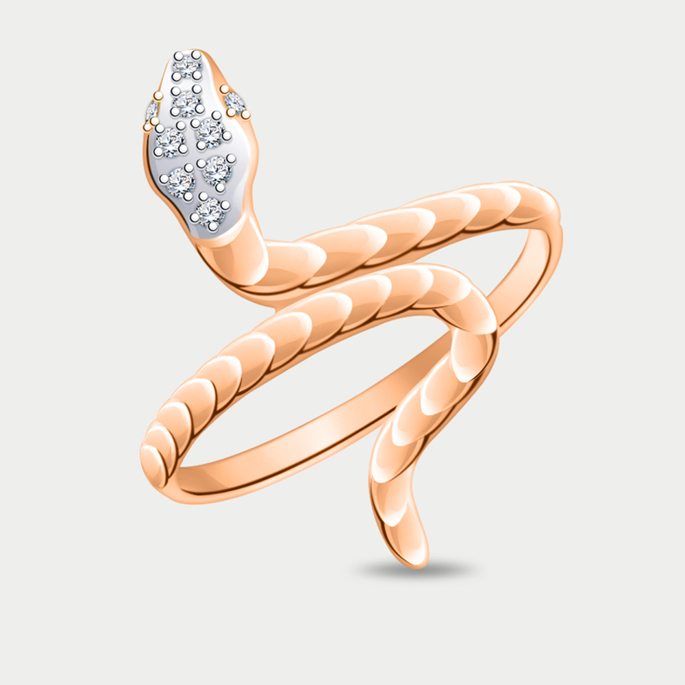 Кольцо женское из розового золота 585 пробы с фианитами (арт. 10950)