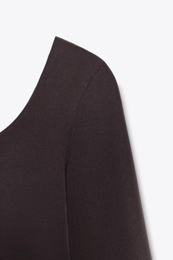 ZARA МЯГКОЕ БОДИ ИЗ ПОЛИАМИДА, ШОКОЛАДНЫЙ