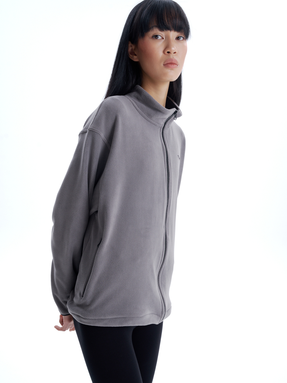 Zip - худи из флиса на молнии серое