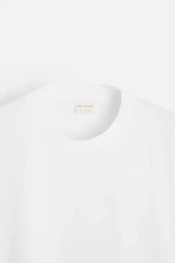ZARA ФУТБОЛКА MEDIUM WEIGHT, БЕЛЫЙ