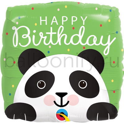 Фольгированная фигура, квадрат, HB Панда квадрат 18" / 45СМ