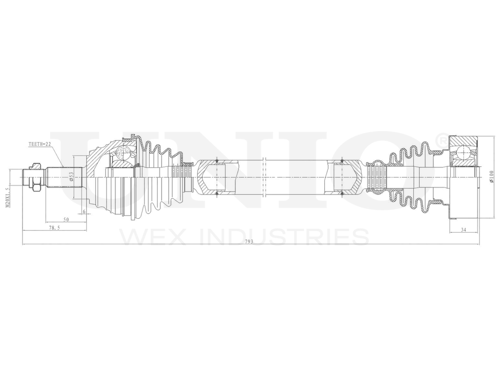 Привод в сборе передний правый UNIO CVJ-10066